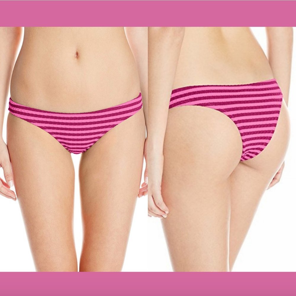 NEW!‎ Volcom Lines Pink Striped Tiny Bikini Bottoms